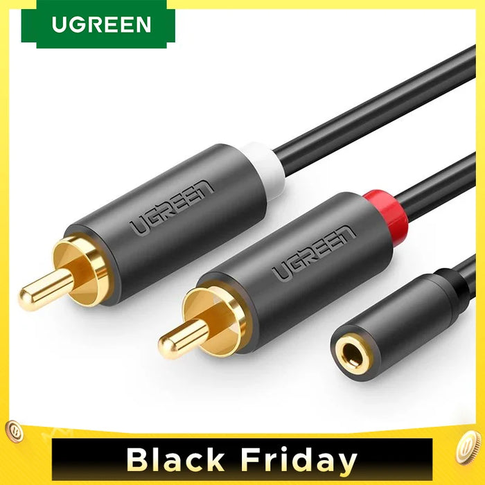 UGREEN RCA Cable 2 RCA Male to Female 3.5mm Jack Adapter Audio Cable Aux Cable for iPhone Edifer Home Theater DVD VCD Headphones