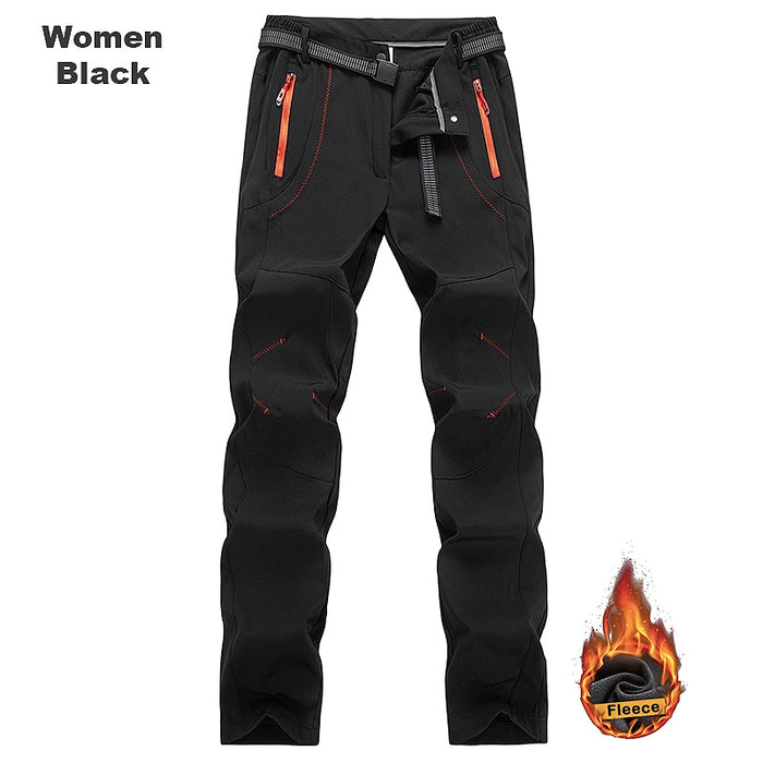 LNGXO Thermal Fleece Winter Pants Men Women Ski Trekking Hiking Camping Waterproof Pants Outdoor Soft Shell Warm Thick Trousers Women Black China