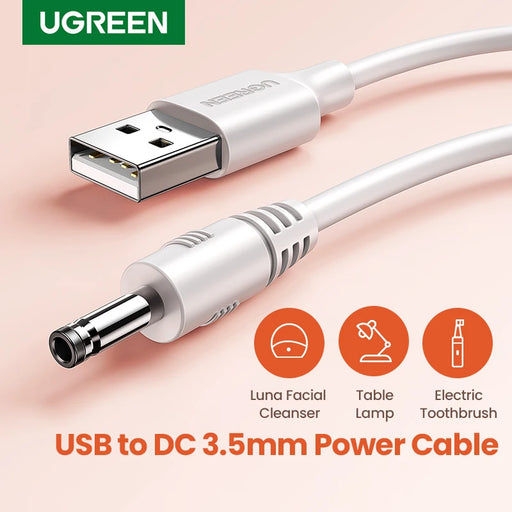Ugreen USB to DC 3.5mm Power Cable USB A Male to 3.5 Jack Connector 5V Power Supply Charger Adapter for HUB USB Fan Power Cable