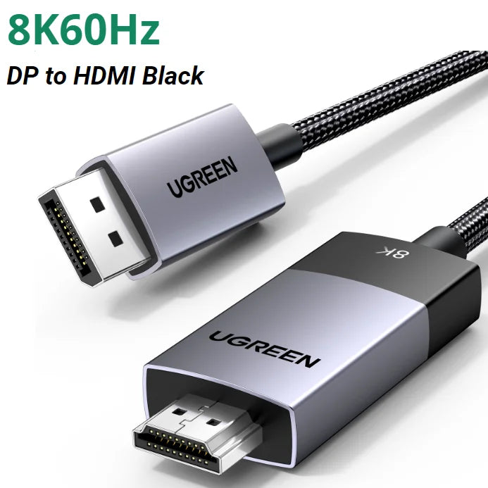 UGREEN DisplayPort to HDMI Cable 4K 60Hz DP to HDMI Cable Display Port Male to HDMI Male Adapter for HDTV Projector DP to HDMI