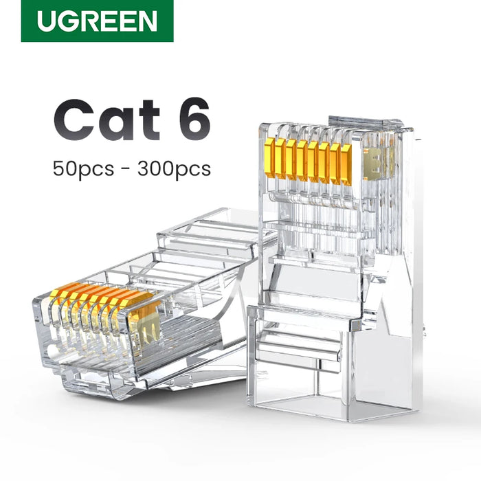 UGREEN RJ45 Connector Ethernet Cable Cat6 Connector 50pcs-300pcs Ethernet Cable Crimp Connectors UTP Network Plug for Network