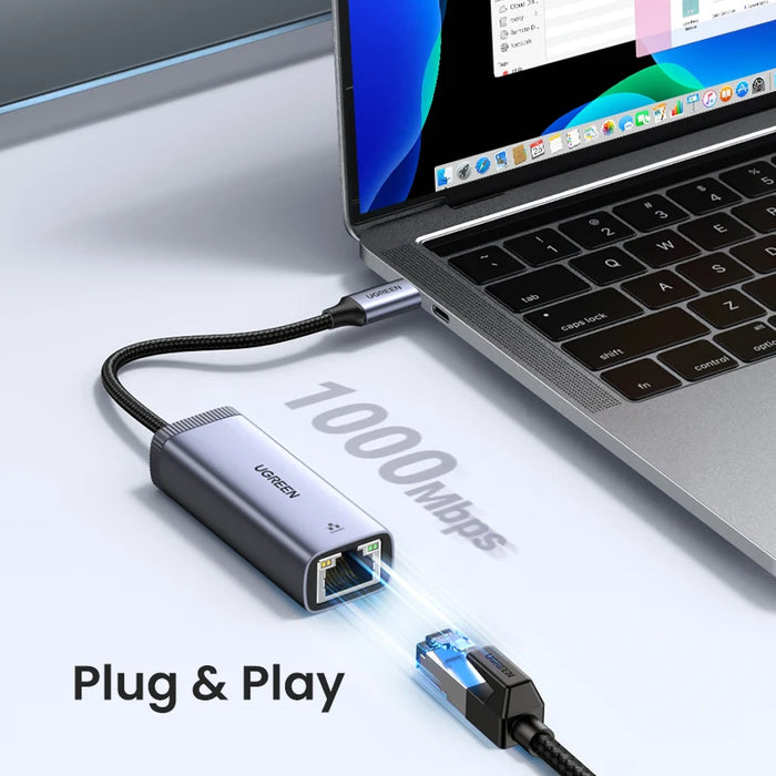 UGREEN USB C Ethernet Adapter 1000/100Mbps USB Lan RJ45 Thunderbolt 3 សម្រាប់ Laptop Macbook Samsung iPad USB Ethernet Network Card