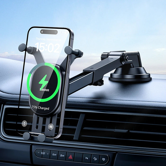 Baseus Car Wireless Charger Phone Holder Sucker for Console Center Fast Charger 15W for Xiaomi Samsung Huawei Car Stand Mount