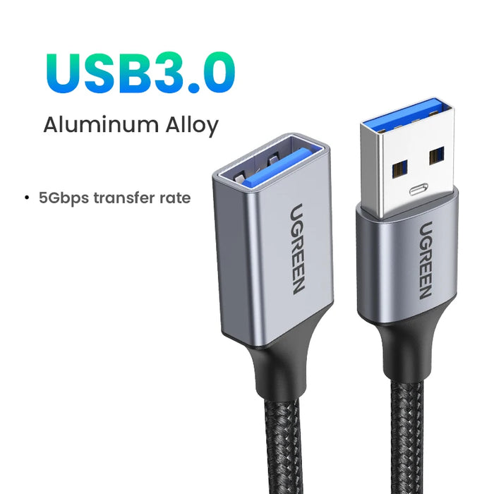 Ugreen 2Pack USB 3.0 Cable Extension Cable USB Male to Female Data Cable USB3.0 Extender Cord for PC USB Extension Cable