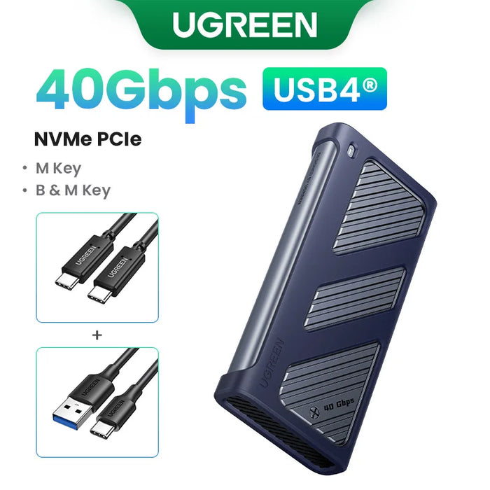 UGREEN 40Gbps NVMe SSD Case SSD Enclosure M.2 to USB4.0 Adapter for M.2 NVME PCIE Built-in Cooling Vest Aluminum Case