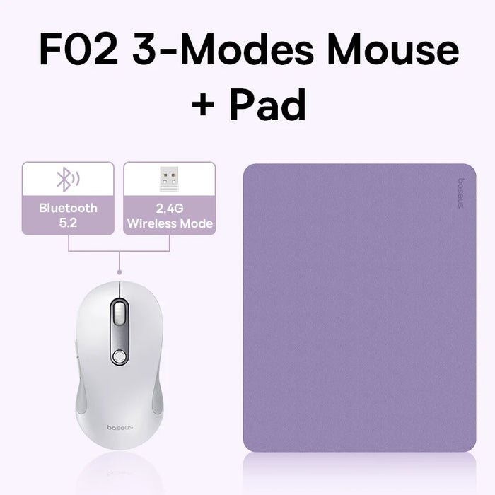 Baseus F02 Wireless Mouse Bluetooth 5.2 2.4G 4000DPI Ergonomic 7 Mute Buttons Mice for iPad MacBook Tablet Laptop Computer Mouse