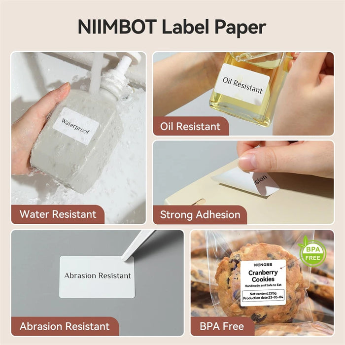 NIIMBOT Thermal Label Paper for B1/B21/B3S Printer 9 Rolls Set Scratch-resistant Sticker Waterproof Oil-Proof Label Tape