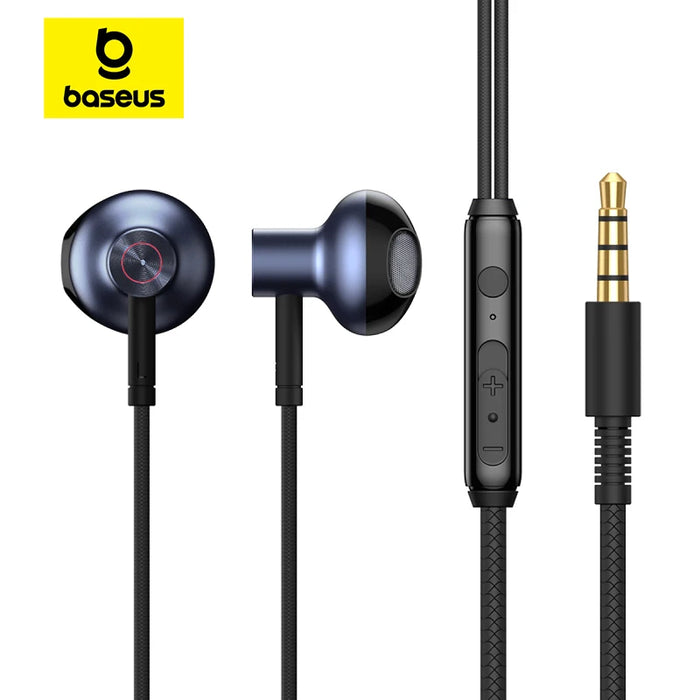 Baseus H19 Wired Earphones 6D Stereo Bass Headphone In-Ear 3.5mm Headset with MIC for Xiaomi Samsung Phones