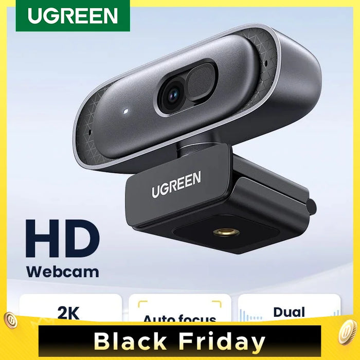 【RU】UGREEN USB 2K HD Mini  For WebDual Microphones for Youtube Zoom Video Calling 2K USB