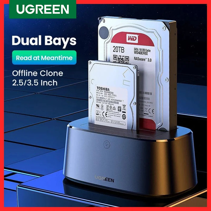 UGREEN HDD Docking Station SATA to USB 3.0 Adapter សម្រាប់ 2.5 3.5 SSD Disk Case HDD Box Dock Hard Drive Enclosure Station