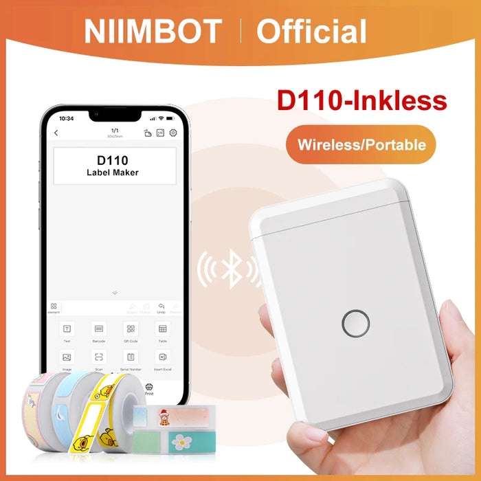 Niimbot D110 D11 D101 H1 H1S Smart Pocket Label Printer Self-adhesive Sticker Maker Mini Wireless Portable Thermal Printers