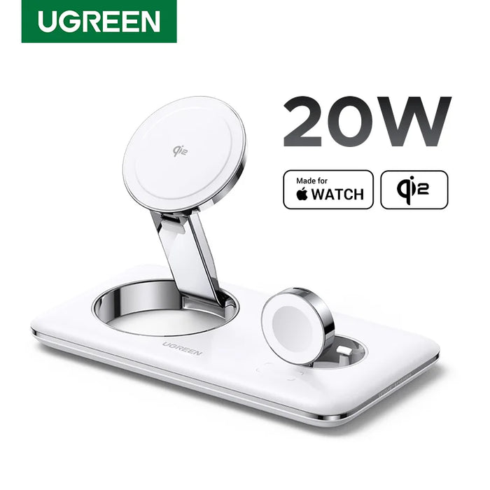 UGREEN MFi for Magsafe 20W Wireless Charger Stand Qi2 15W Magnetic Charging Station For iPhone 16 Pro Max សម្រាប់ Apple Watch AirPod