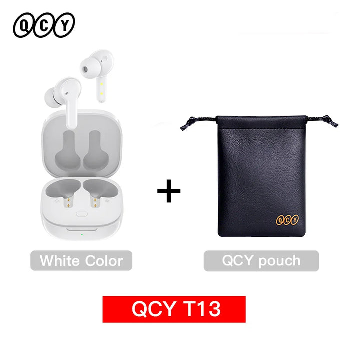 QCY T13 Wireless Headphones 7.2mm Drivers TWS Bluetooth 5.1 Earphones 40H Long Playtime Fast Charge 4 Mic ENC HD Call Earbuds