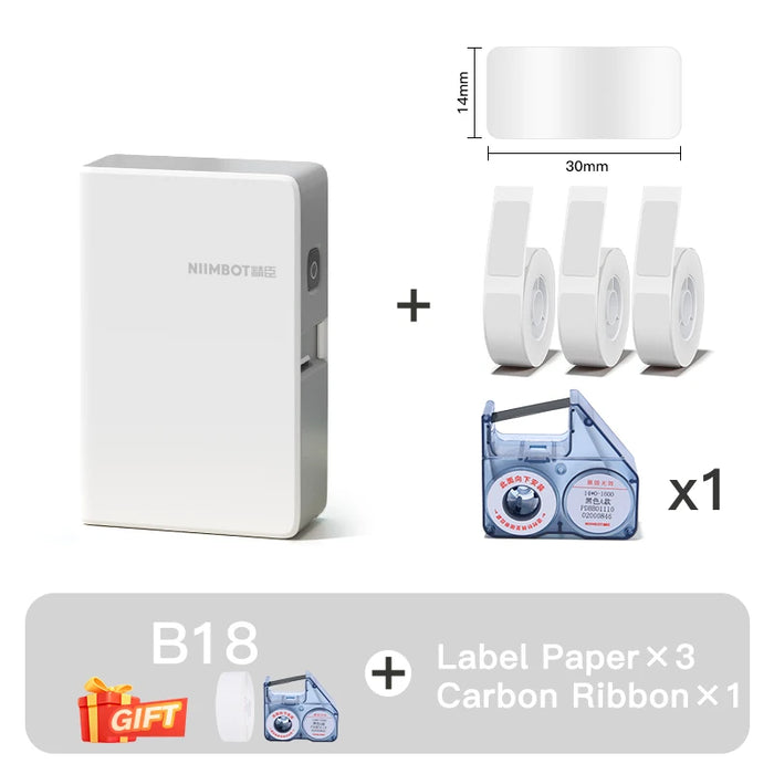 NIIMBOT B18 Mini Portable Label Printer Thermal Transfer Pocket Label Maker With Long Life Ribbon And PET Stickers Gift