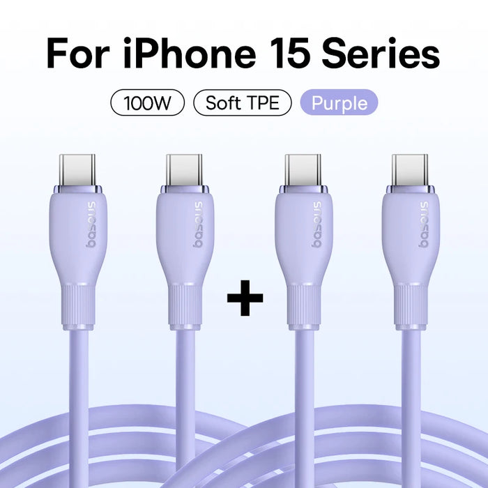 Baseus 100W USB C Cable For iPhone 16 15 Fast Charging Cable For Samsung Xiaomi Huawei Macbook Data Wire Charging Cable Soft TPE