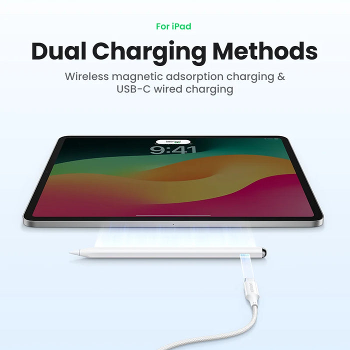 UGREEN Stylus Pen សម្រាប់ Apple Pencil Magnetic Wireless Charging Bluetooth Palm Rejection Tilt Pens អាយុកាលថ្មយូរសម្រាប់ iPad Pro