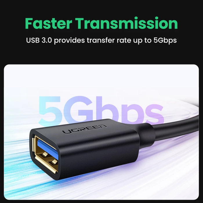 ខ្សែបន្ថែម USB UGREEN ខ្សែ USB 3.0 សម្រាប់ Smart Laptop PC TV Xbox One SSD USB 3.0 2.0 Extender Cord Mini Fast Speed ​​Cable