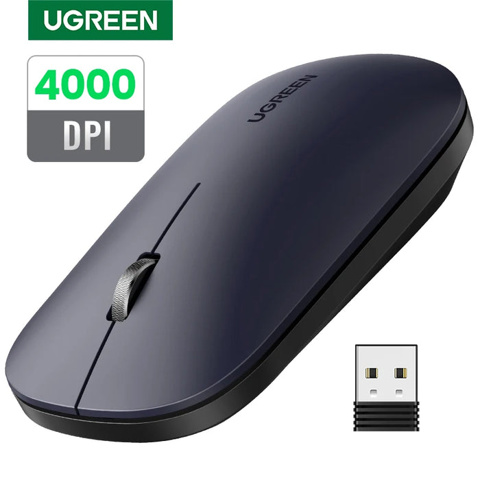 100pcs តែប៉ុណ្ណោះ! UGREEN Mouse 4000 DPI Wireless Mice 40db Silent Click Computer Laptop PC 2.4G Wireless Mouse