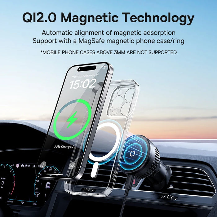 Baseus Qi2.0 15W Magnetic Car Wireless Charger Fast Car Vent Mount Charger Car Phone Holder for iPhone 16/15/14/13/12 Pro Max