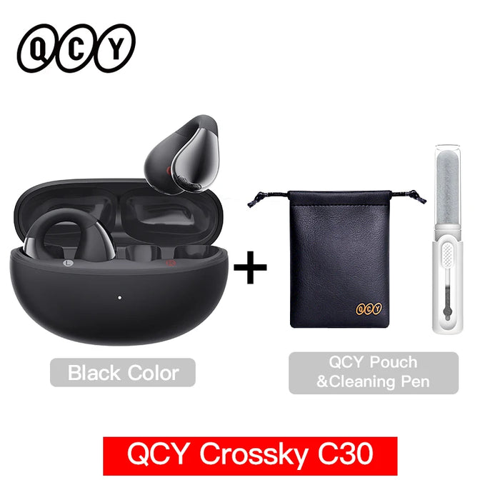 QCY Crossky C30 Ear Clip Earphones Bluetooth 5.4 Wireless Open Ear Sports TWS Earbuds Dual-Connection Headphones