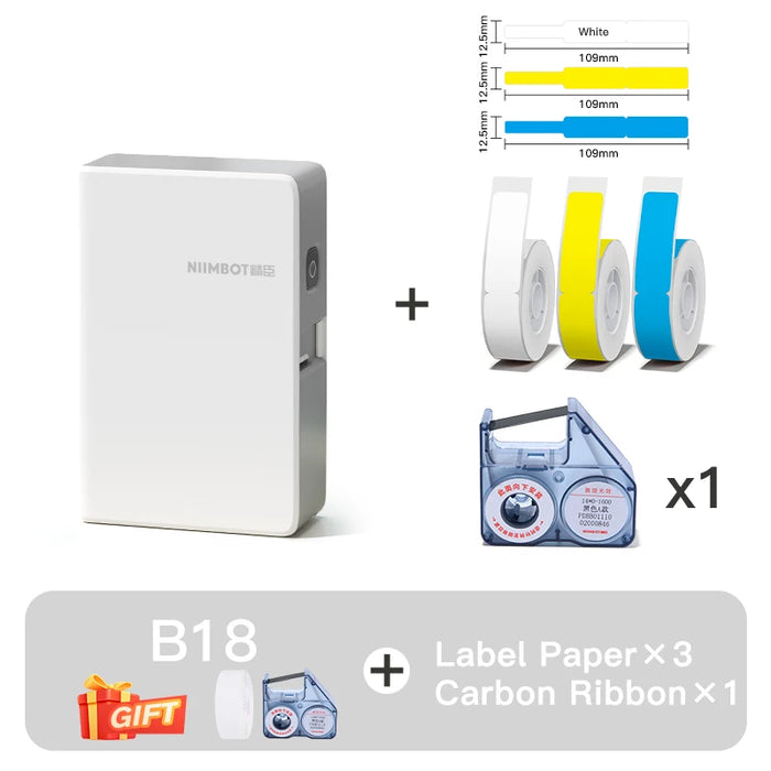 NIIMBOT B18 Mini Portable Label Printer Thermal Transfer Pocket Label Maker With Long Life Ribbon And PET Stickers Gift