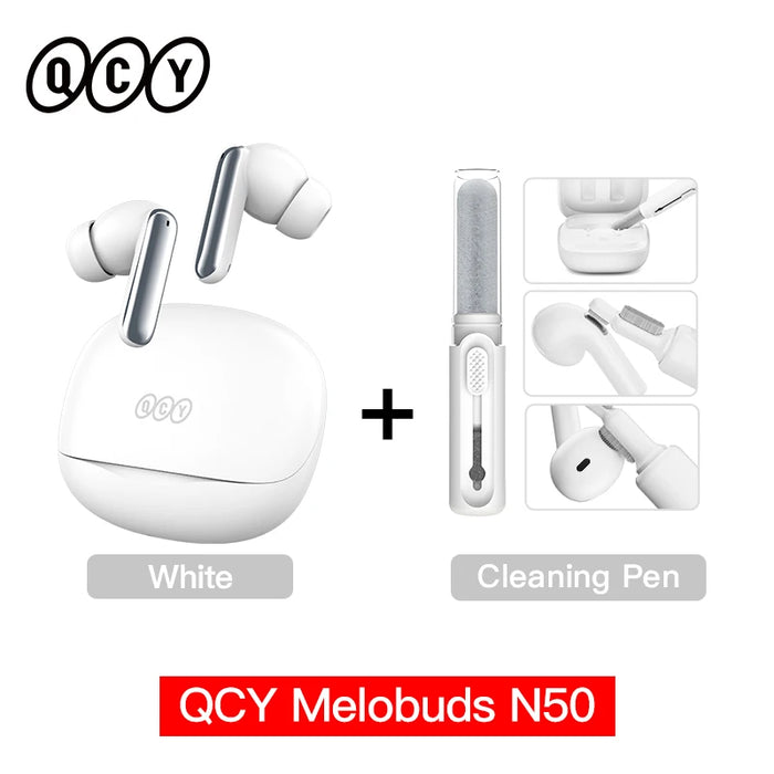 QCY Melobuds N50 ANC Bluetooth 5.4 Wireless Earphones Active Noise Cancellation 6 Mics Clear Call Earbuds Multipoint Connection