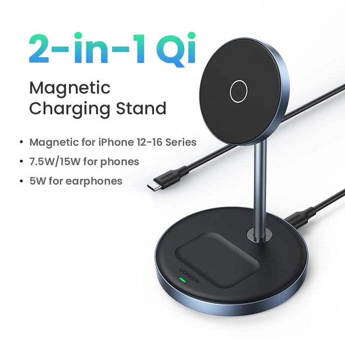 UGREEN Qi2 25W Magnetic Wireless Charger Stand Charging Stand for iPhone 16 15 Pro Max/AirPods 4 Fast Charger for MagSafe 