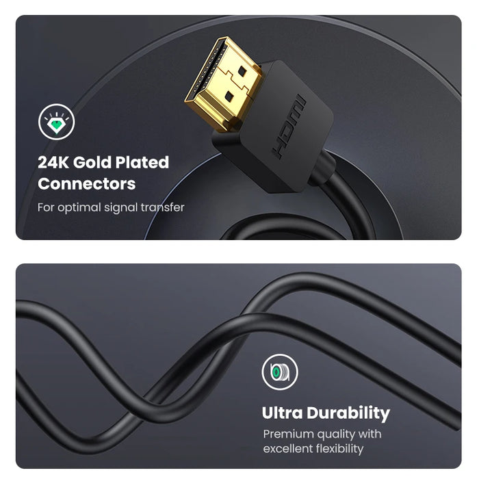 UGREEN Micro HDMI-Compatible 4K/60Hz Effect 3D Micro HD to HD Cable Male to Male សម្រាប់ GoPro Sony Projector HDMI-Compatible Micro