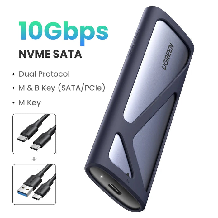 UGREEN M.2 NVMe SSD Enclosure NVMe SATA ទៅ USB 3.1 Gen2 10 Gbps NVMe PCI-E Dual ProtocolM.2 SSD Case Support UASP សម្រាប់ Hard Disk