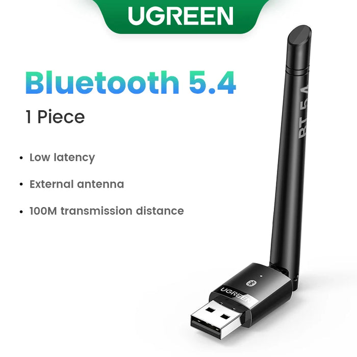 UGREEN USB Bluetooth 5.3 5.4 អាដាប់ធ័រ 120M Dongle សម្រាប់កុំព្យូទ័រ Wireless Keyboard Mouse Keyboard Music Audio Receiver Transmitter Bluetooth