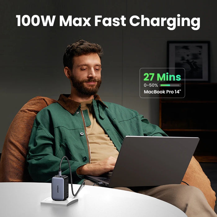 UGREEN 100W GaN Charger USB C Charger QC4.0 3.0 Quick Charge For Macbook Air Laptop Tablet PDFast Charger For iPhone 16 15 14Pro