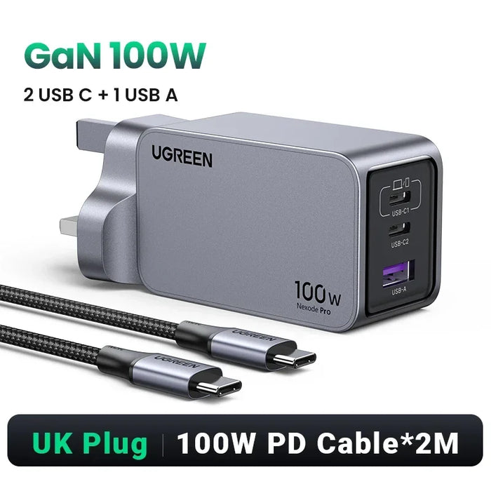 UGREEN 100W GaN Charger USB C Charger QC4.0 3.0 Quick Charge For Macbook Laptop Tablet PD Fast Charger For iPhone 16 15 14 Pro