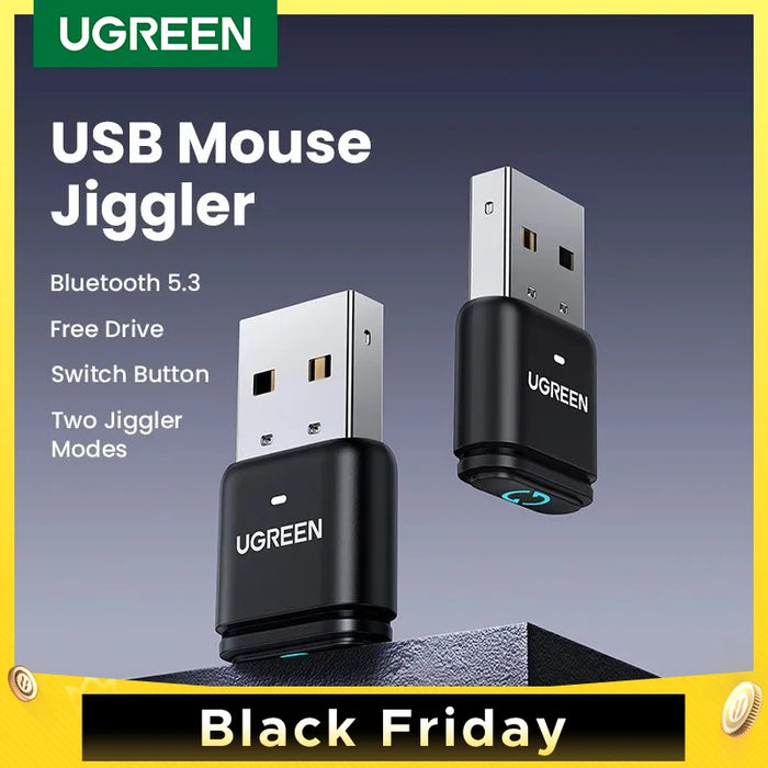 UGREEN Mouse Jiggler USB Wireless Bluetooth Dongle Adapter Mouse Mover with Switch Button, Shaker 2 Jiggle Modes, Keep PC Awake