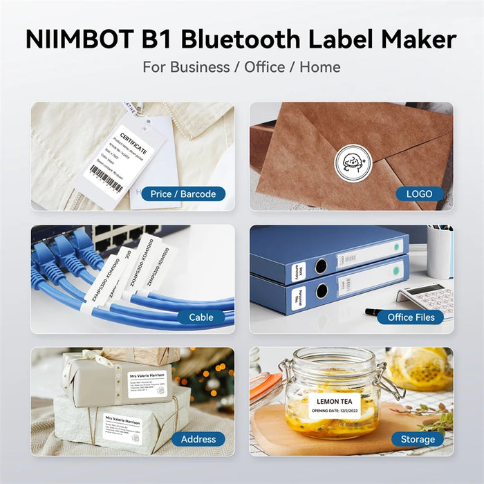 Niimbot B1 Thermal Label Printer Bluetooth Portable Pocket Label Maker Barcode QR Code Self-adhesive Sticker Labeling Machine