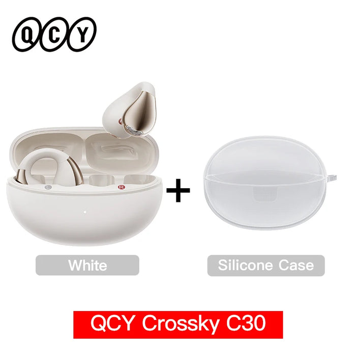 QCY Crossky C30 Ear Clip Earphones Bluetooth 5.4 Wireless Open Ear Sports TWS Earbuds Dual-Connection Headphones