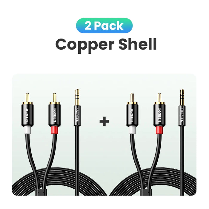 UGREEN RCA Cable HiFi Stereo 2RCA ដល់ 3.5mm Audio Cable AUX RCA Jack 3.5 Y Splitter for Amplifiers Audio Home Theater Cable RCA