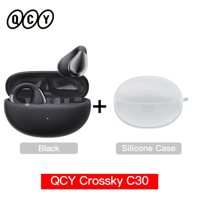 QCY Crossky C30 Ear Clip Earphones Bluetooth 5.4 Wireless Open Ear Sports TWS Earbuds Dual-Connection Headphones