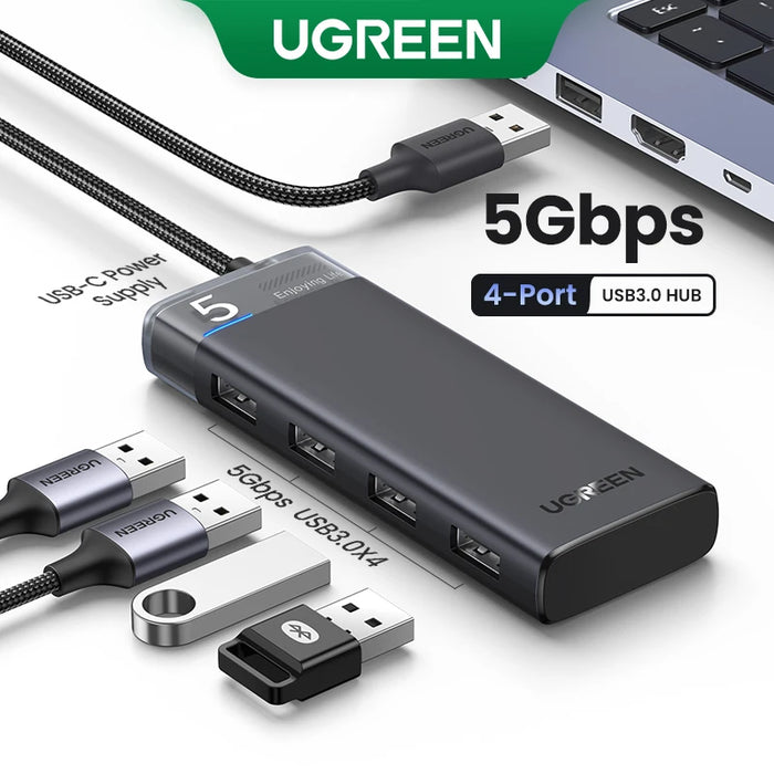 (RU ពិសេស) UGREEN USB Splitter USB-A ទៅ USB3.0x4 5Gbps Plug &amp; Play