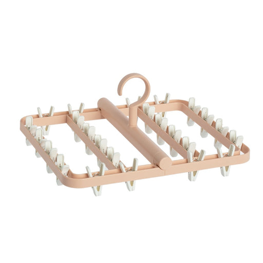 24-Clip Foldable Clothes Dryer Hanger Windproof Socks Underwear Drying Rack Household Multifunction Children Adults Laundry Rack Pink