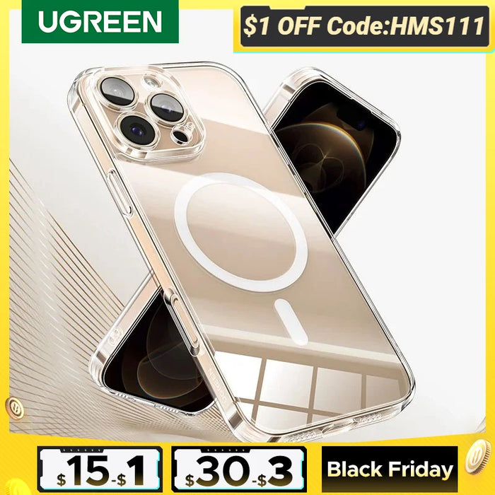 ស្រោមម៉ាញេទិក UGREEN សម្រាប់ iPhone 16 Pro Max គម្របការពារការប៉ះទង្គិចសម្រាប់ iPhone 15 14 13 Pro Max 14 Plus 16pro Macsafe TPU Cases