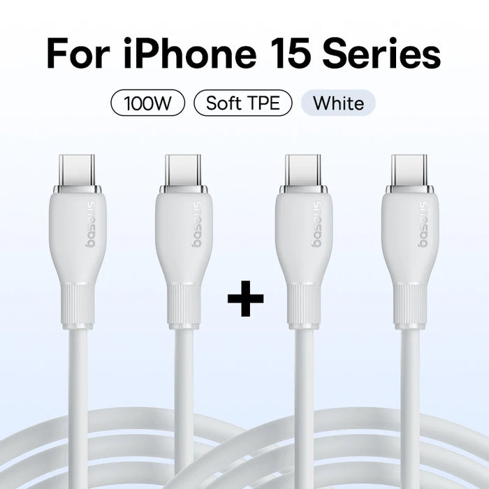 Baseus 100W USB C Cable For iPhone 16 15 Fast Charging Cable For Samsung Xiaomi Huawei Macbook Data Wire Charging Cable Soft TPE