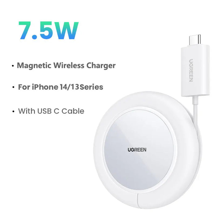 UGREEN Magnetic Wireless Charger 7.5W For For iPhone 14 Pro Max/iPhone 13 AirPods Magnet Wireless Chargers USB C Cable Portable