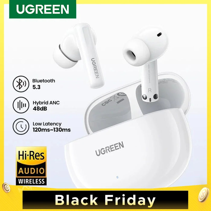 UGREEN HiTune T6 ANC TWS Wireless Earbuds Active Noise Cancellation Hi-Res LDAC Bluetooth 5.3 Earphones for iPhone 15 Pro Max