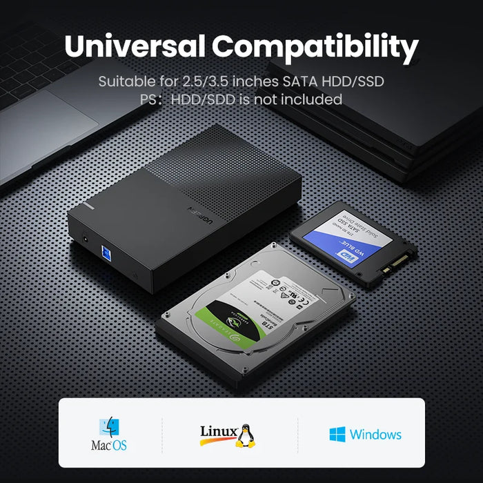 UGREEN HDD Case 3.5 2.5 SATA to USB 3.0 Adapter External Hard Drive Enclosure Reader for SSD Disk HDD Box Case HD 3.5 HDD Case