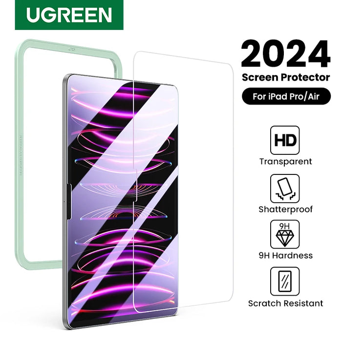 UGREEN សម្រាប់ iPad Pro 13 2024 កញ្ចក់ការពារអេក្រង់សម្រាប់ iPad Air 11 13 2024 5 4 2022 2021 2020 កញ្ចក់ Tempered Glass Films HD Films 1PCS