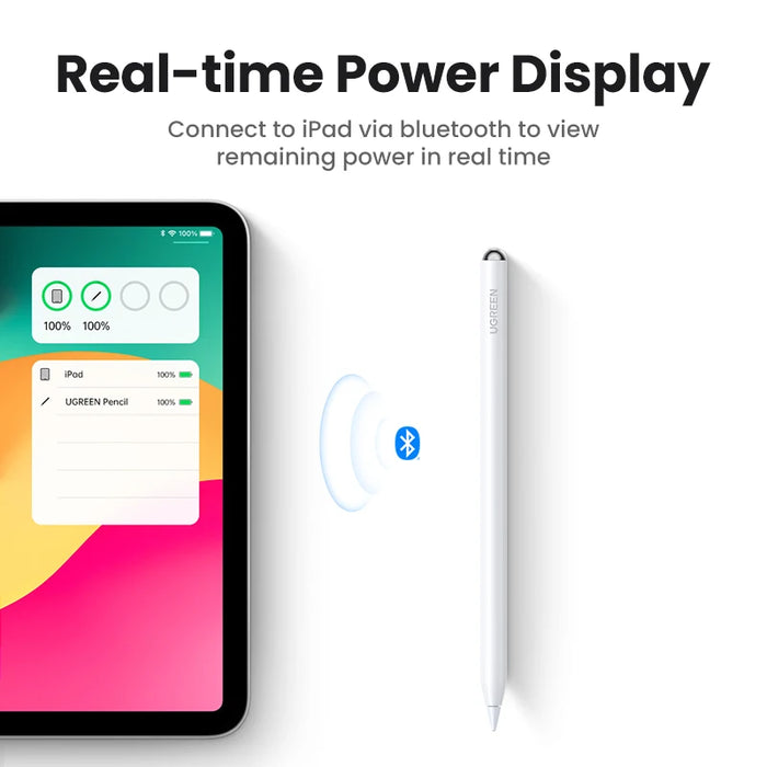 UGREEN Stylus Pen សម្រាប់ Apple Pencil Magnetic Wireless Charging Bluetooth Palm Rejection Tilt Pens អាយុកាលថ្មយូរសម្រាប់ iPad Pro