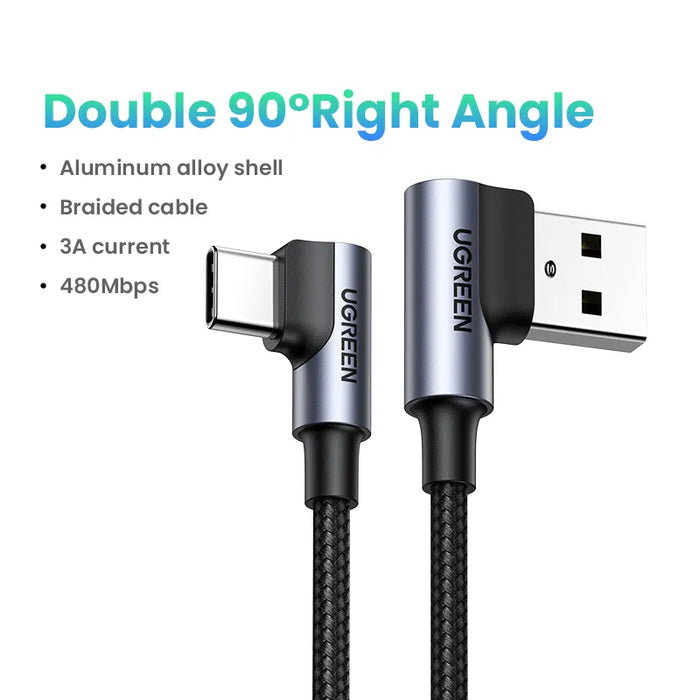 UGREEN 100W 6A USB Type C Cable For Huawei Honor 100W/66W Super Charge USB C 27W Fast Charge For Xiaomi USB C Data Cord Cable 18W Double Angle CHINA