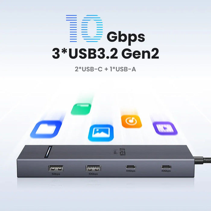 UGREEN USB C HUB 10Gbps 4K60Hz HDMI USB3.2 PD100W USB Splitter សម្រាប់ Laptop Macbook Pro Air iPad Phone Android Docking Station