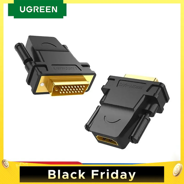 អាដាប់ទ័រ Ugreen DVI ទៅ HDMI អាដាប់ទ័រ Bidirectional DVI-D 24+1 ឧបករណ៍បំប្លែងខ្សែភ្ជាប់ពីបុរសទៅ HDMI ស្រីសម្រាប់ទូរទស្សន៍ HDTV Projector HDMI ទៅ DVI