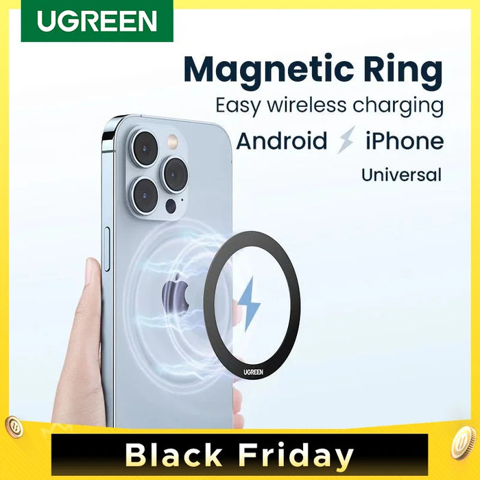 UGREEN Magnetic Metal Ring for Magsafe iPhone 16 15 14 Pro Android Phones Plate Sticker Rings For Magsafe Wireless Charger Stand